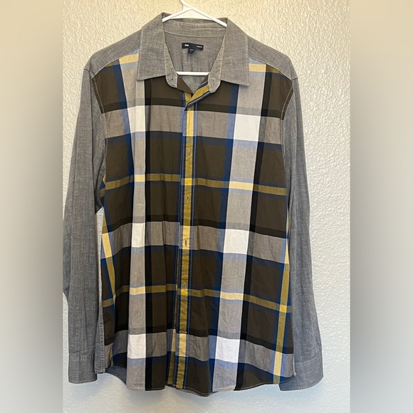 GAP Men's Gray and Olive Button-Up Shirt Large - Picture 1 of 6